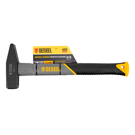 Молоток слесарный DENZEL 600 г, кованый, фибергласовая  рукоятка c TPR покрытием
