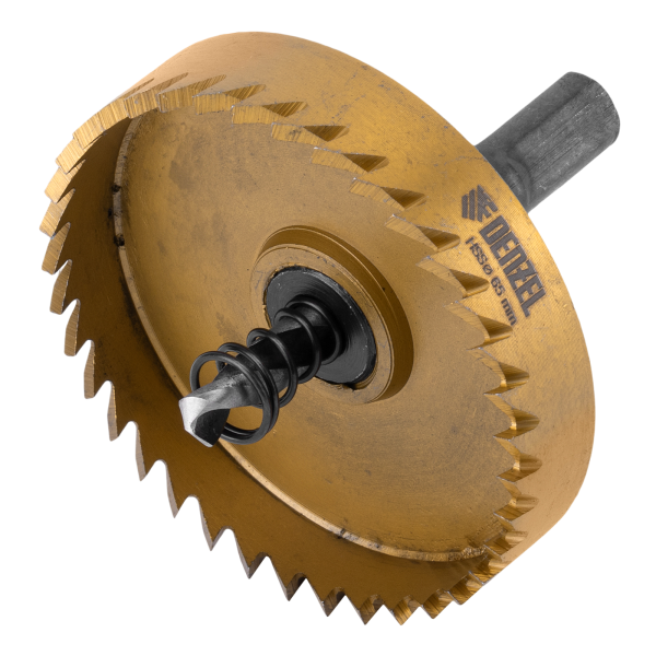 Коронка по металлу DENZEL 724121, 65 мм, HSS, нитридтитановое покрытие