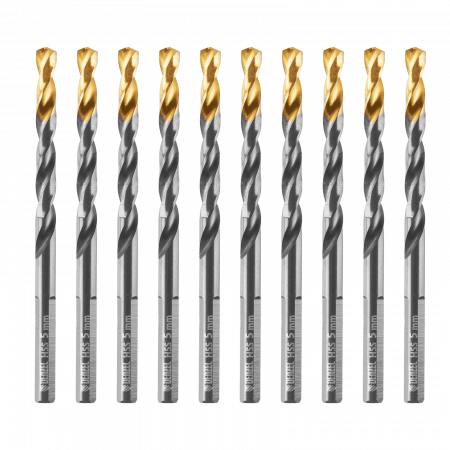 Сверло по металлу DENZEL 5 мм, HSS-Tin, Golden Tip, 10 шт.