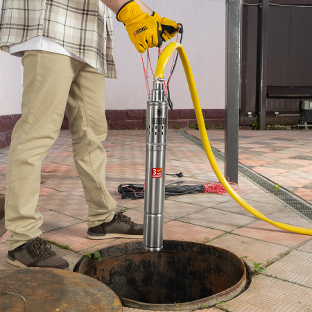 Скважинный насос DENZEL DWS-3-75, 500 Вт, 1600 л/ч, напор 75 м, винтовой, диаметр 3