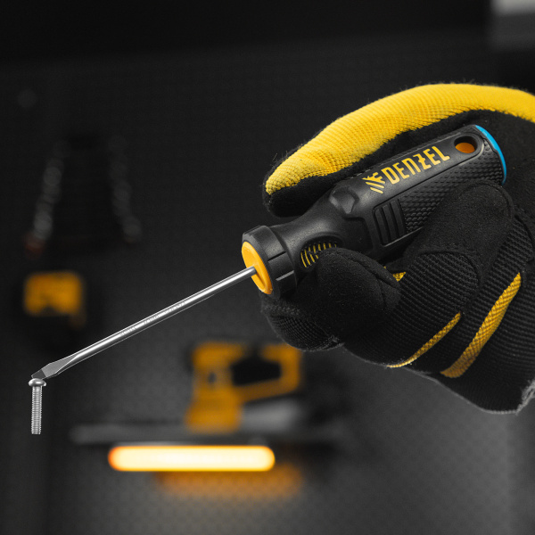 Отвертка DENZEL SL3х75 мм, S2, 3к рукоятка