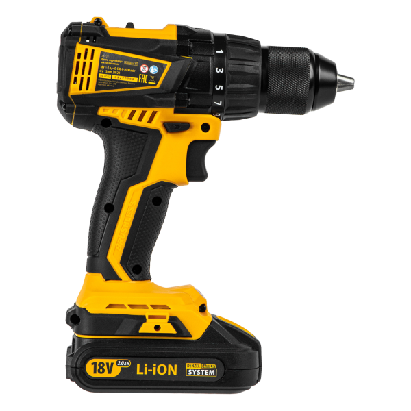 Аккумуляторная дрель-шуруповерт DENZEL BLDL-IB-18-02, 18 В, 2 x 2 Ач