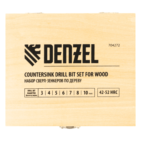 Набор сверл зенкеров по дереву DENZEL 3-10 мм, 7 шт
