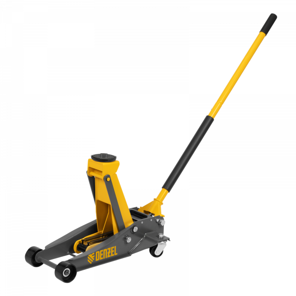Домкрат гидравлический подкатной DENZEL 3 т, 125-470 мм, быстрый подъем, проф.