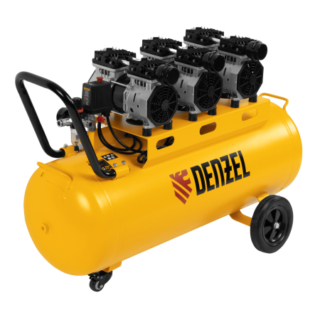 Компрессор безмасляный, малошумный DENZEL DLS 1800/100,1800 Вт, 3x600, 100 л, 345 л/мин