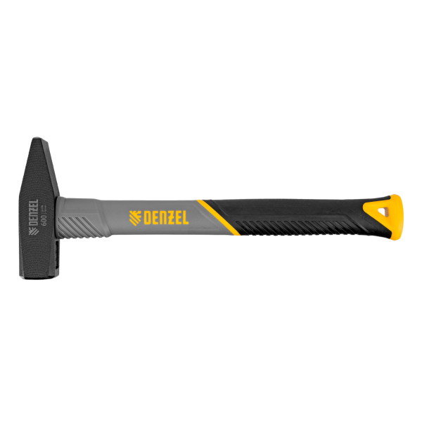 Молоток слесарный DENZEL 600 г, кованый, фибергласовая  рукоятка c TPR покрытием