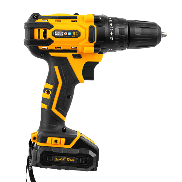 Дрель-шуруповерт аккумуляторная DENZEL CDL-12-02BM, Li-Ion, 12 В, 2 акк.