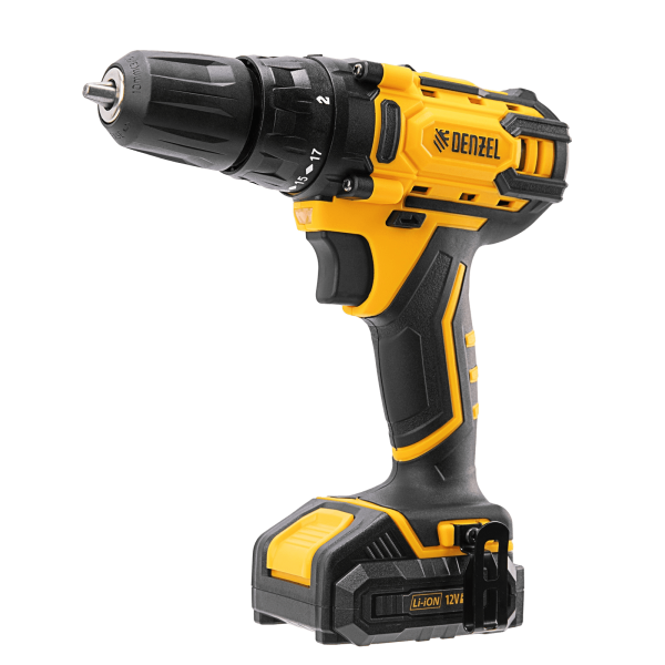Дрель-шуруповерт аккумуляторная DENZEL CDL-12-02BM, Li-Ion, 12 В, 2 акк.