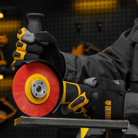 Щетка для УШМ DENZEL, 125 мм, Плоская, нейлоновая щетина, посадка 22,2 мм