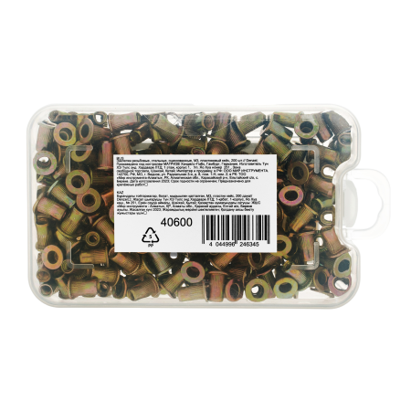 Заклепки резьбовые DENZEL стальные, оцинкованные, М3, пластиковый кейс, 200 шт.