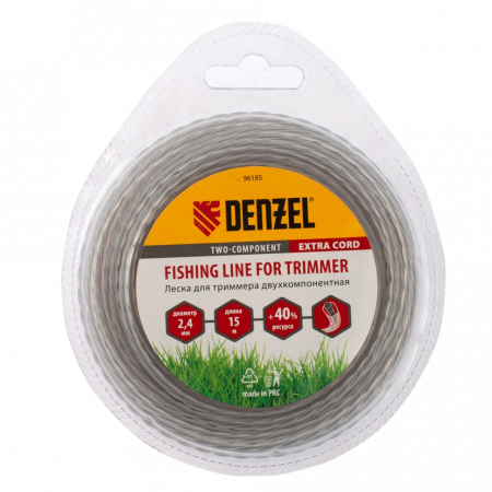 Леска для триммера DENZEL Extra Сord 96185, 2.4 мм x 15 м, квадратная витая