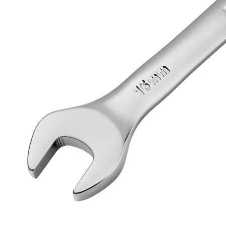 Ключ комбинированный трещоточный DENZEL, 16 мм, CrV, матовый хром