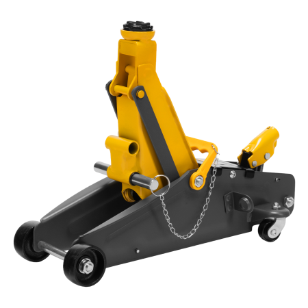 Домкрат гидравлический DENZEL подкатной с фиксатором, 2,8 т, 135-385 мм Домкрат гидравлический DENZEL подкатной с фиксатором, 2,8 т, 135-385 мм