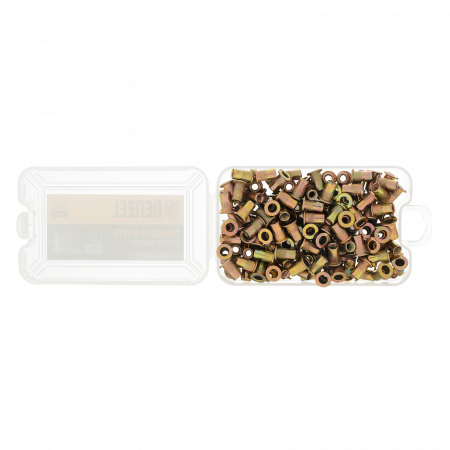 Заклепки резьбовые DENZEL стальные, оцинкованные, М4, пластиковый кейс, 140 шт.