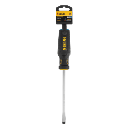 Отвертка DENZEL SL8x150 мм, CrV, трехкомпонентная рукоятка