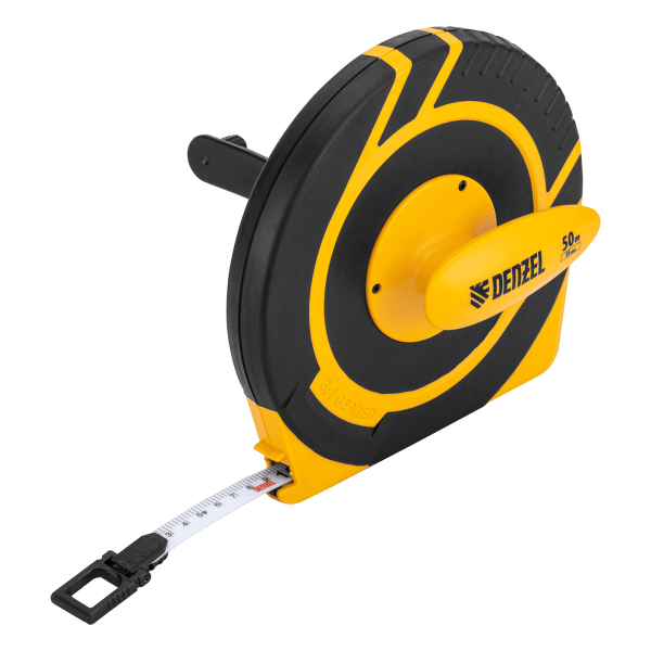 Рулетка геодезическая DENZEL 50 м х 15 мм, закрытый корпус, фиберглассовая лента