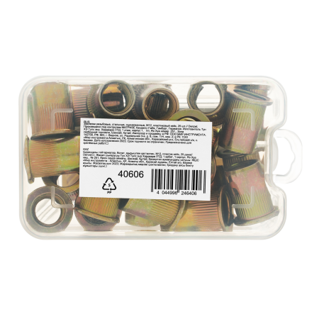 Заклепки резьбовые DENZEL стальные, оцинкованные, М12, пластиковый кейс, 25 шт. 