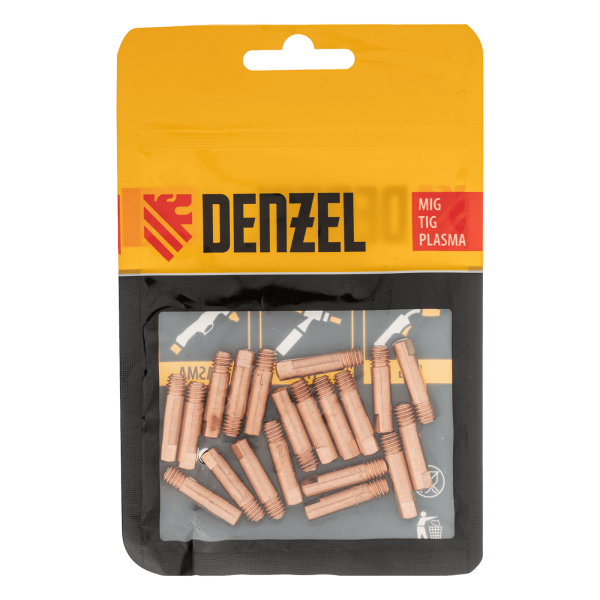 Токосъемный наконечник под проволоку DENZEL 1,2 мм, М5х24, E-CU, 20 шт для MIG горелки тип 15