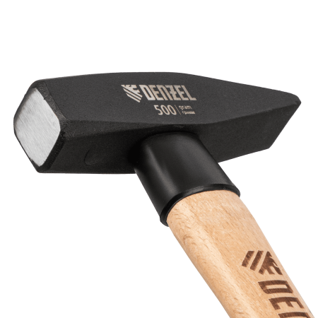 Молоток слесарный DENZEL 500 г, кованый квадратный боек, буковая рукоятка