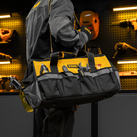 Сумка для инструмента DENZEL 500х245х300 мм, 20 карман.,съемный органайз. 10 карман.,наплеч. рем.