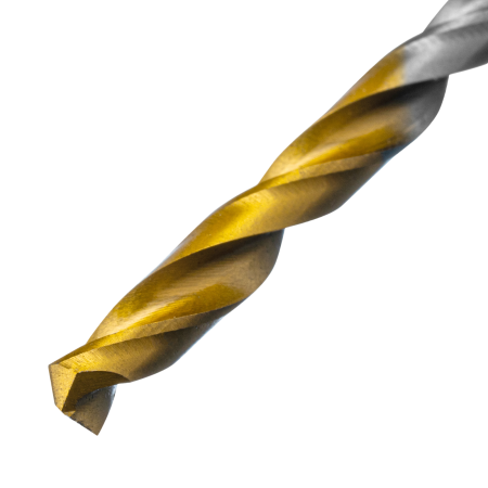 Сверло спиральное по металлу DENZEL 4,5 х 126 мм, Р6М5, Golden Tip, удлиненное