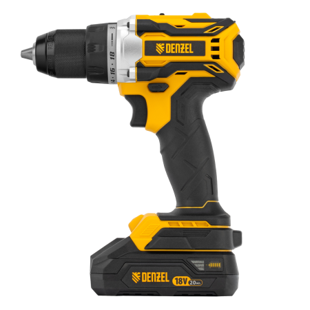 Дрель-шуруповерт аккумуляторная, бесщет. DENZEL BLDL-18-02 Li-Ion, 18 В