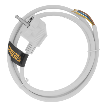 Шнур сетевой Energy Series DENZEL, ПВС, 1,5 м, 3 x 1 мм, с неразборной вилкой, белый