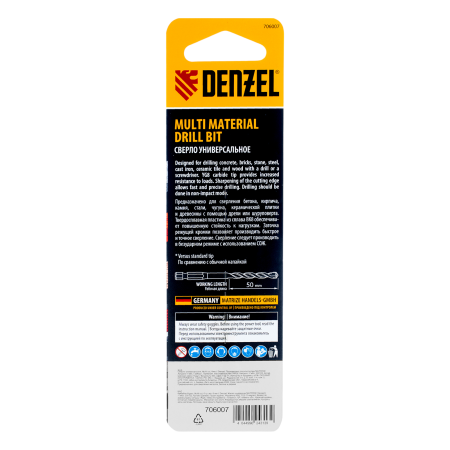 Сверло универсальное DENZEL, Multi cut, 6 мм