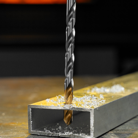 Сверло спиральное по металлу DENZEL 8,5 х 165 мм, Р6М5, Golden Tip, удлиненное