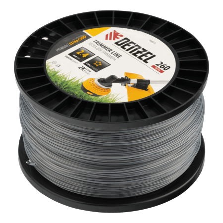 Леска для триммера DENZEL двухкомпонентная звезда, 2,4мм х 260м, на DIN катушке EXTRA CORD