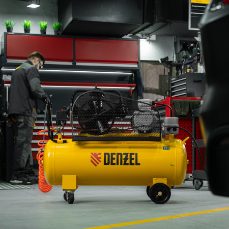 Компрессор воздушный DENZEL BCW3000-T/100, 3.0 кВт, ременный привод, 100 литров, 520 л/мин