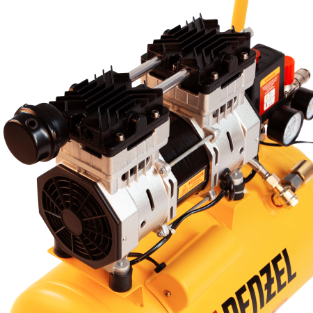 Компрессор безмасляный DENZEL DLS950/24, 950 Вт, 165 л/мин, ресивер 24 л, малошумный