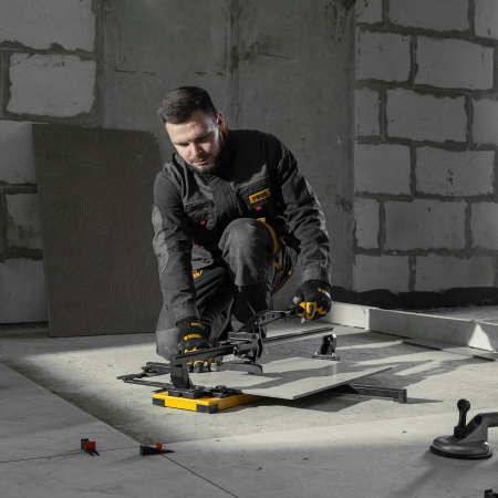 Плиткорез рельсовый DENZEL 600х16мм, каретка на подш., стальная станина, усил. рукоятка-пенал