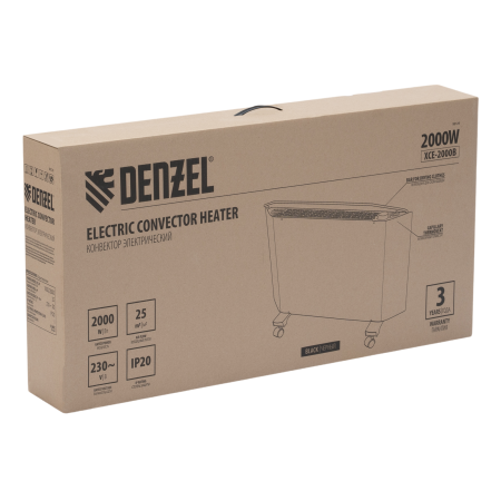 Конвектор электрический DENZEL XCE-2000 B, 230 В, 2000 Вт, X-образный нагреватель