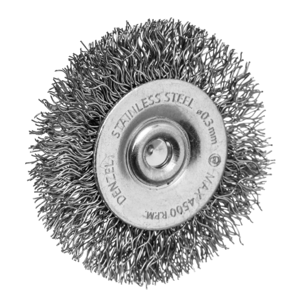 Набор щеток для дрели DENZEL, 1 Плоская 50мм, 2 Чашки 25-50мм, шпилька, нерж. вит. проволока