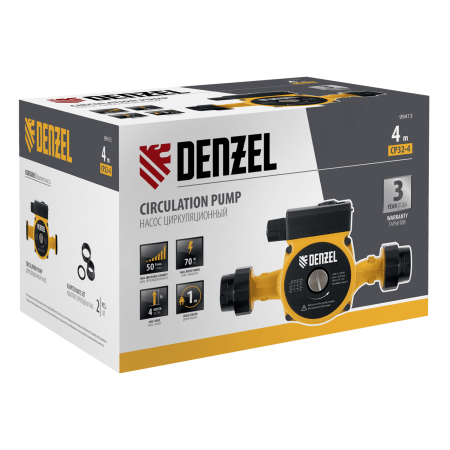 Циркуляционный насос DENZEL CP32-4, напор 4 м, 50 л/мин, 1 м кабель, монт. длина 180 мм Циркуляционный насос DENZEL CP32-4, напор 4 м, 50 л/мин, 1 м кабель, монт. длина 180 мм