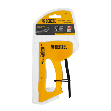 Степлер пластиковый DENZEL скобы в комплекте, тип 53, 6-10 мм