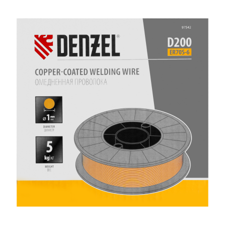 Омедненная проволока Denzel ER70S-6, диам. 1 мм, 5 кг, диам. катушки D200