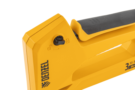 Степлер мебельный DENZEL алюминиевый корпус, тип 53, 6-14 мм, тип 300, 15 мм, тип 500, 15 мм