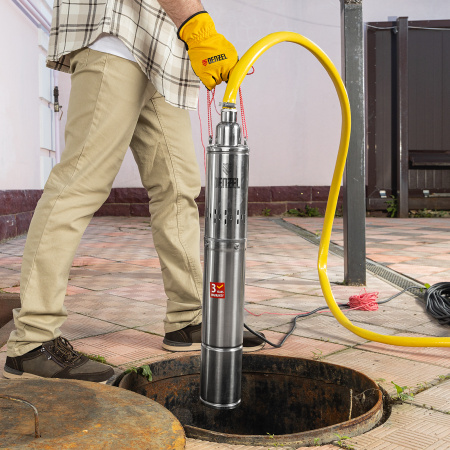 Скважинный насос DENZEL DWS-4-150, 1300 Вт, 2000 л/ч, напор 150 м, винтовой, диаметр 4