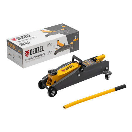 Домкрат гидравлический подкатной DENZEL 2 т, 135-385 мм