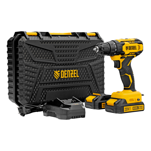 Дрель-шуруповерт аккумуляторная DENZEL CDQ-20, Li-Ion, 20 В