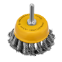 Щетка для дрели DENZEL, 65 мм, Чашка, со шпилькой, нержавеющая крученая проволока