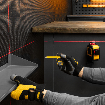 Лазерный уровень DENZEL LX 360-2 Red, 30 м, 635 нм, Li 2800 мАч, 5/8 дюйм