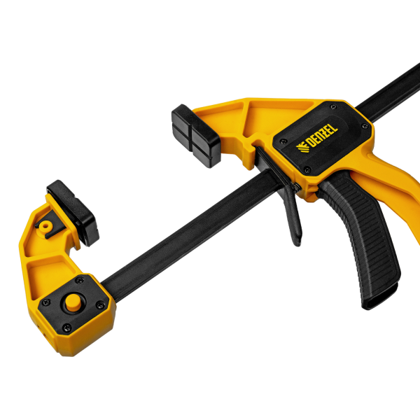 Струбцина DENZEL F-образная, быстрозажимная, 600 х 80 мм, усиленный нейлоновый корпус Струбцина DENZEL F-образная, быстрозажимная, 600 х 80 мм, усиленный нейлоновый корпус