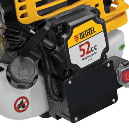 Триммер бензиновый DENZEL DT-52E, 52 см3, неразъемная штанга, электростартер, состоит из 2 частей