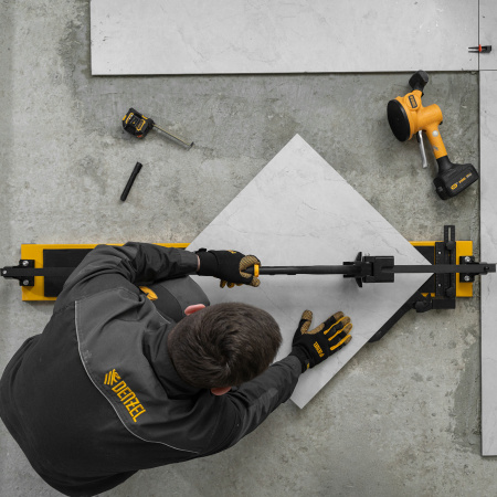 Плиткорез рельсовый DENZEL 1200х16мм, каретка на подш., стальная станина, усил. рукоятка-пенал