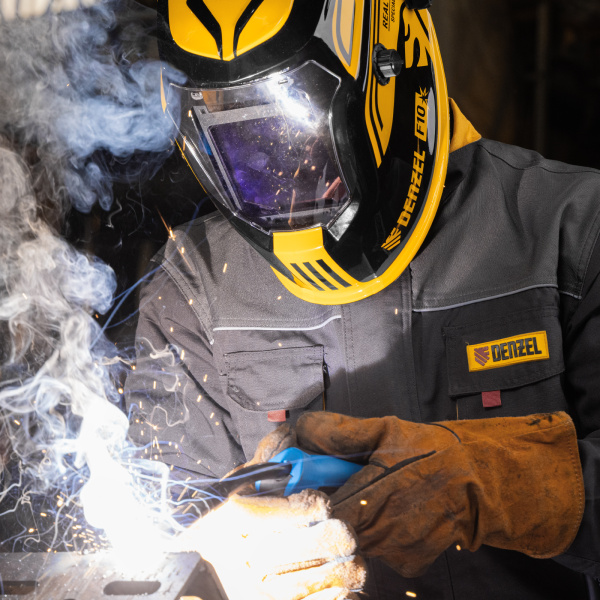 Щиток защитный лицевой DENZEL (маска сварщика) F10, см. окно 100х96, Real Color, DIN 4-8/9-13