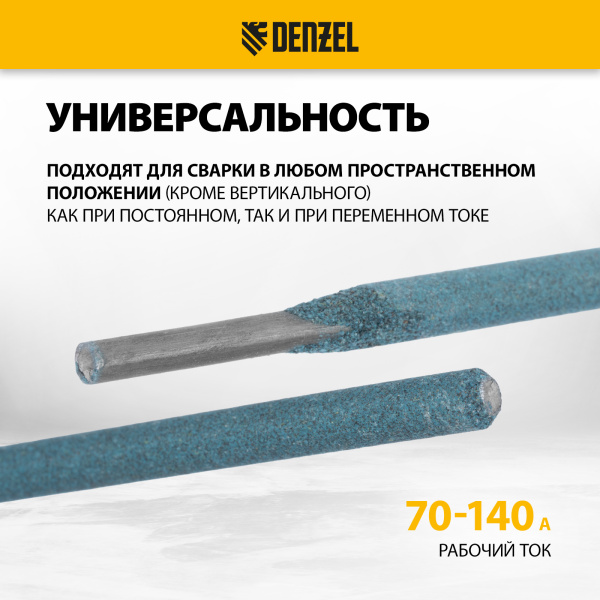 Электроды DENZEL DER-3, диам. 2,5 мм, 1 кг., рутиловое покрытие