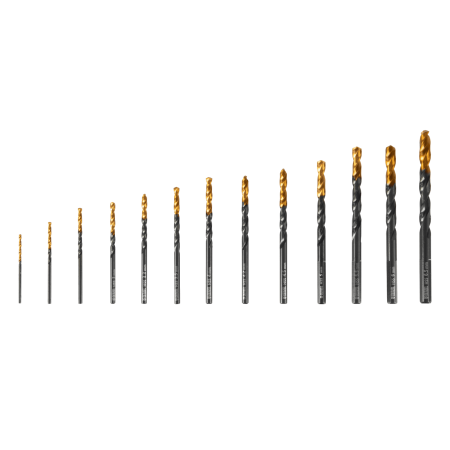 Набор сверл по металлу DENZEL 1,5-6,5 мм, HSS-Tin, Golden Tip, 13 шт